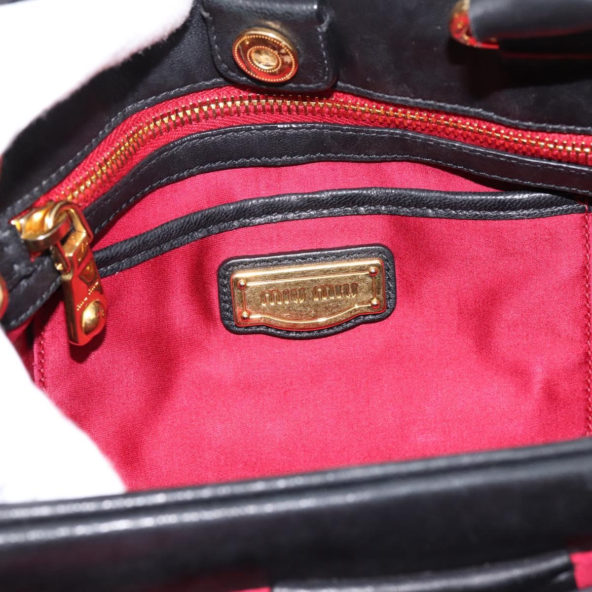 Miu Miu Matelasse Hand Bag Leather 2way Black Gold Auth ep14886