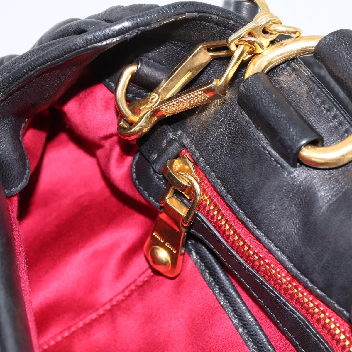 Miu Miu Matelasse Hand Bag Leather 2way Black Gold Auth ep14886