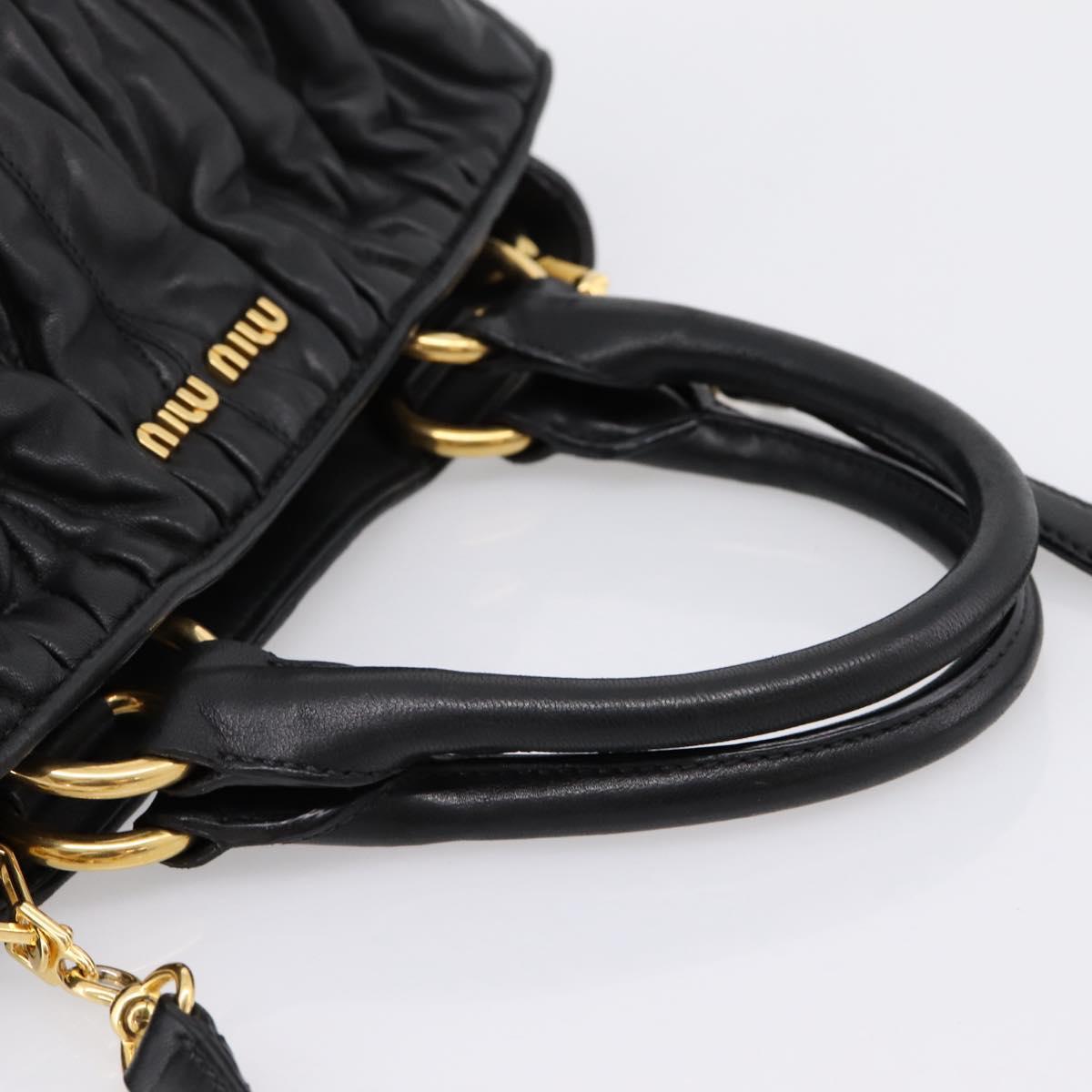 Miu Miu Matelasse Hand Bag Leather 2way Black Gold Auth ep14886