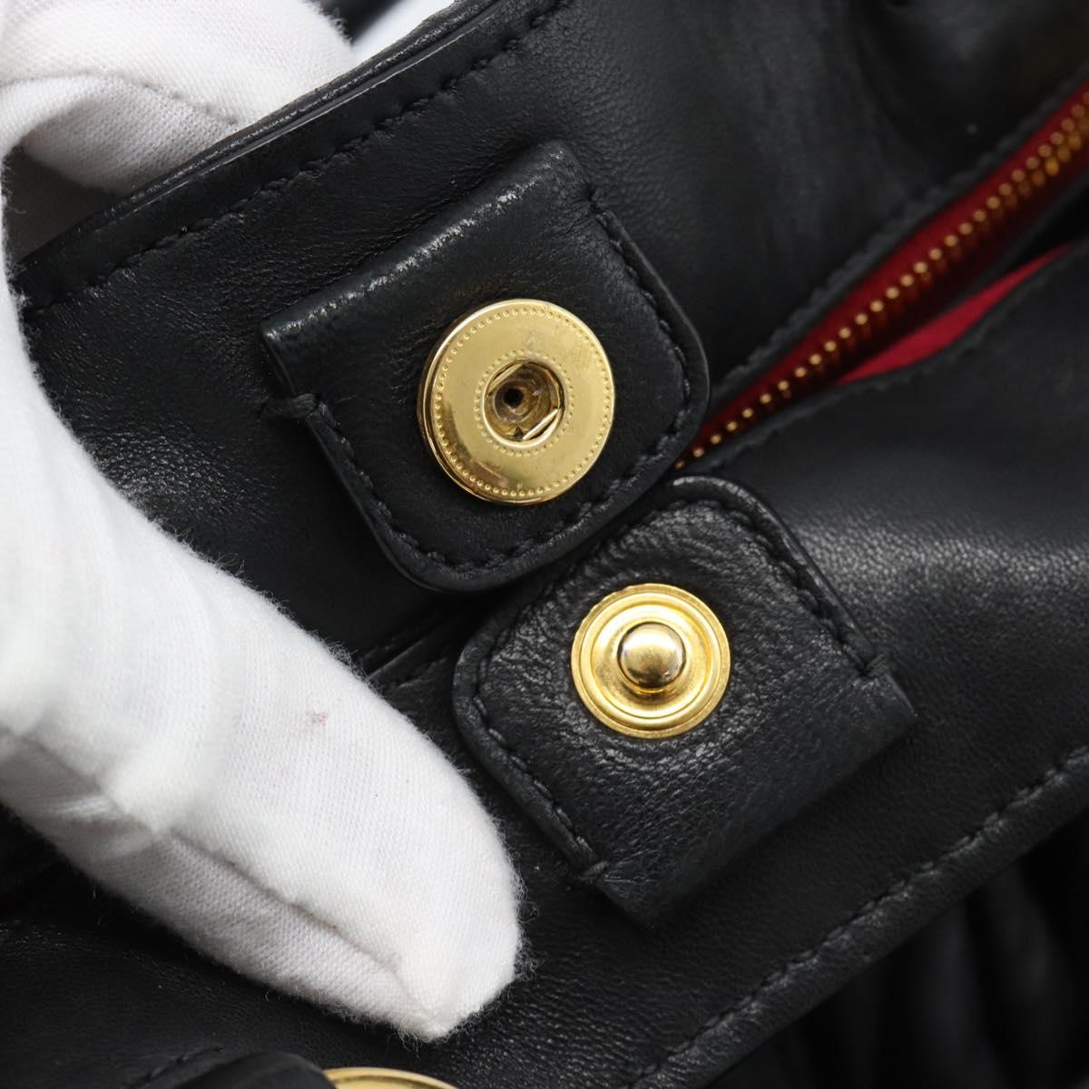 Miu Miu Matelasse Hand Bag Leather 2way Black Gold Auth ep14886V
