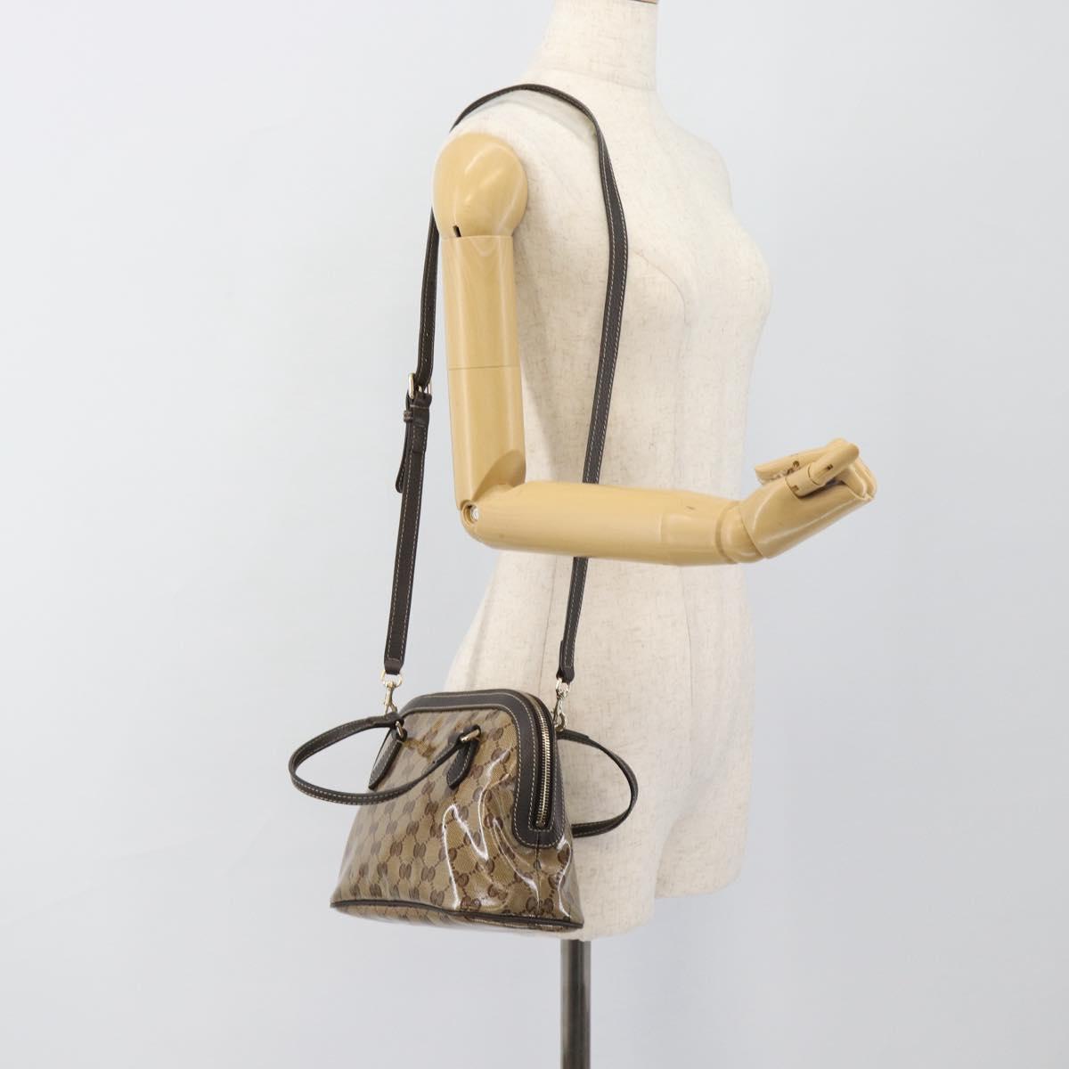 GUCCI GG Crystal Bag Coated Canvas 2way Outlet Beige Gold 341504 Auth ep14887V