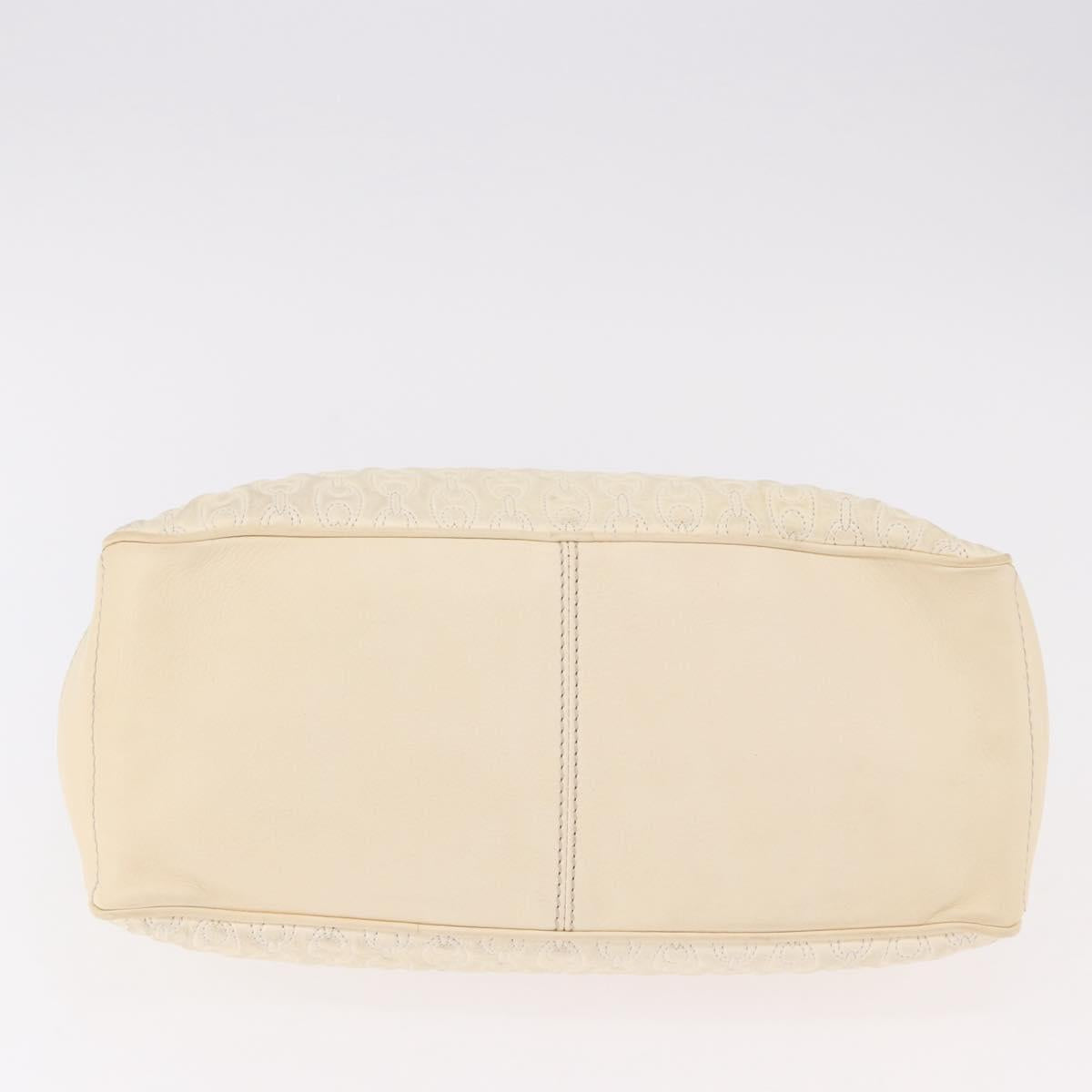 CELINE Boogie bag Hand Bag Leather Ivory Silver Auth ep14898