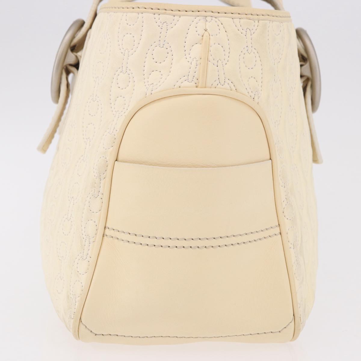 CELINE Boogie bag Hand Bag Leather Ivory Silver Auth ep14898