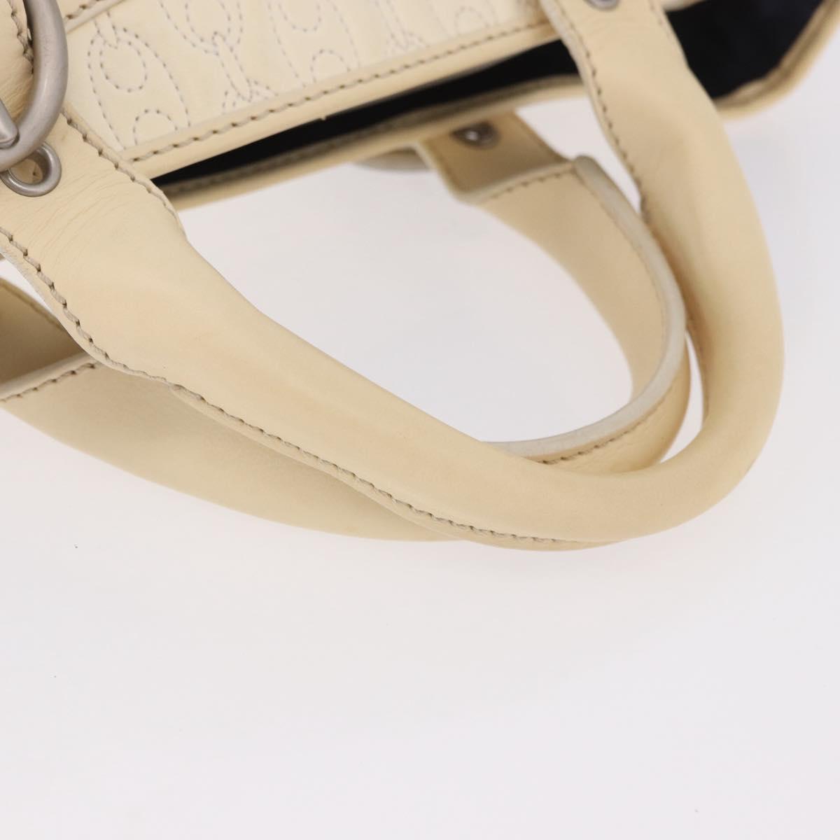 CELINE Boogie bag Hand Bag Leather Ivory Silver Auth ep14898