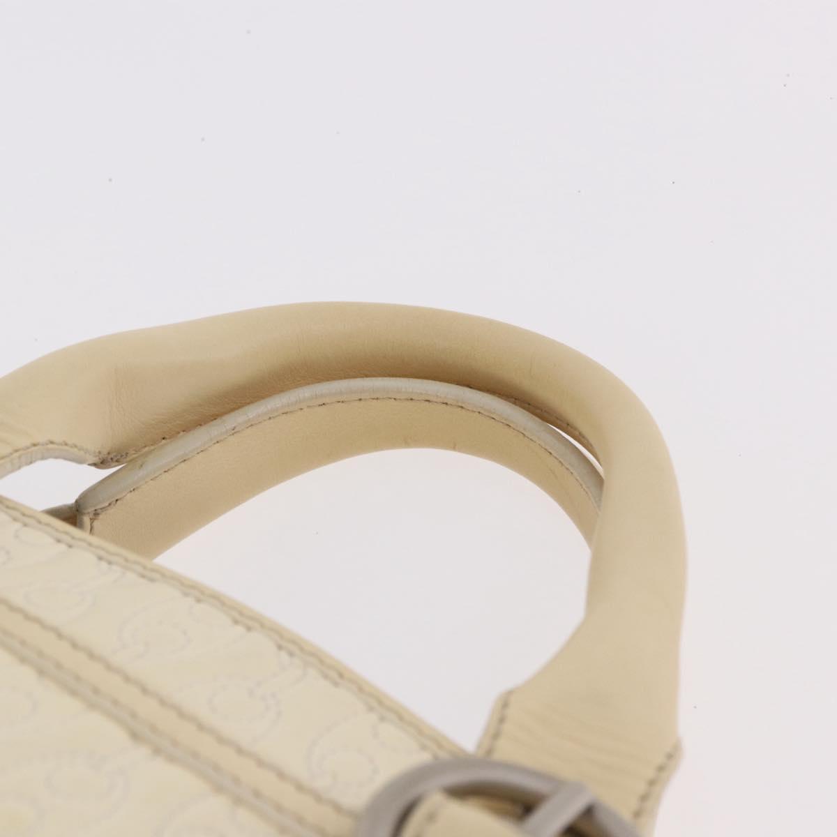 CELINE Boogie bag Hand Bag Leather Ivory Silver Auth ep14898
