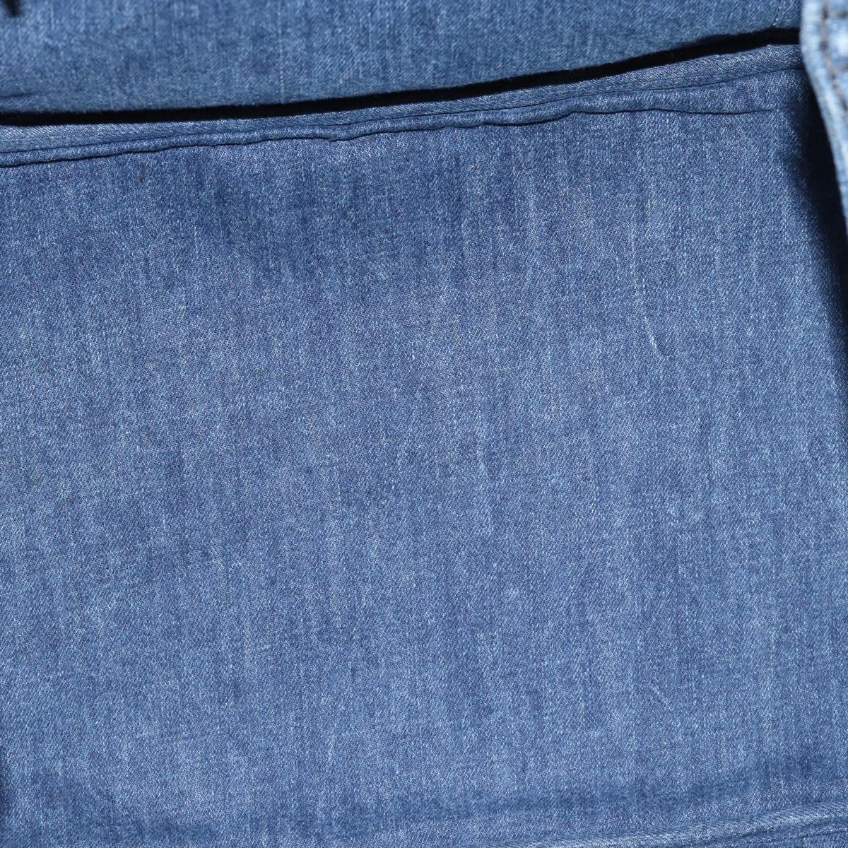 PRADA Canapa GM Hand Bag Denim Blue Gold Auth ep14900