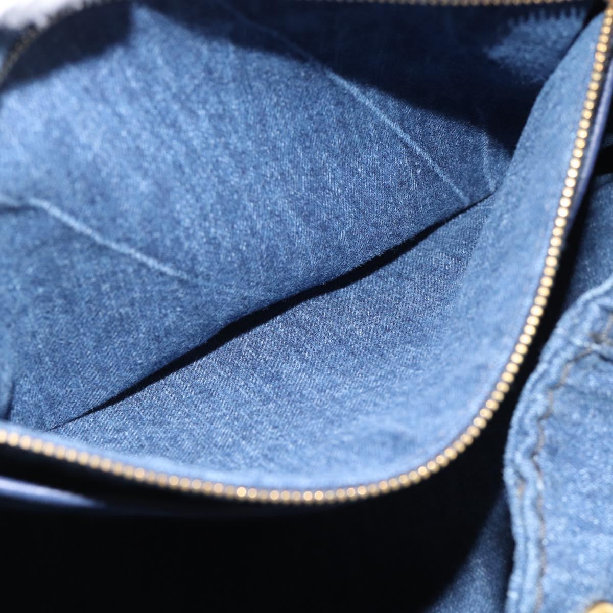 PRADA Canapa GM Hand Bag Denim Blue Gold Auth ep14900