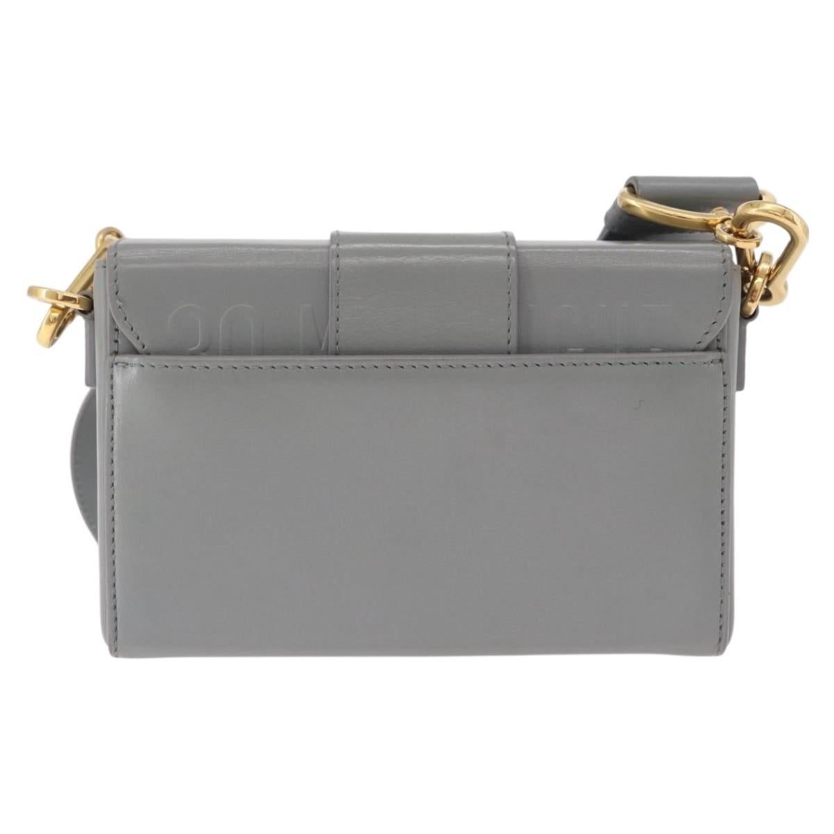 Christian Dior 30 Montaigne Shoulder Bag Leather Gray Gold Auth ep14902