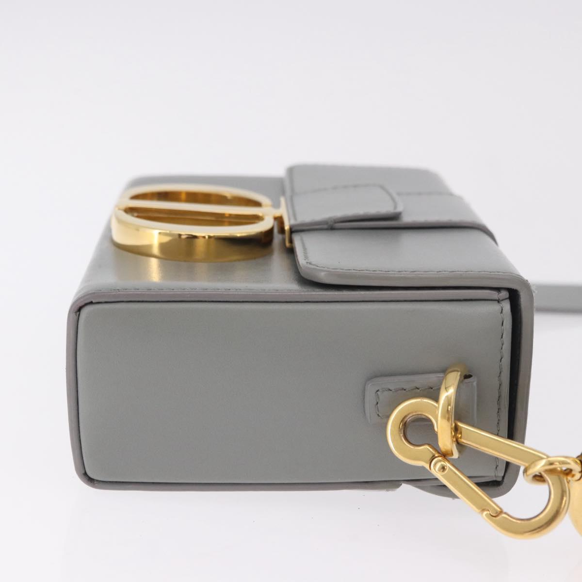 Christian Dior 30 Montaigne Shoulder Bag Leather Gray Gold Auth ep14902