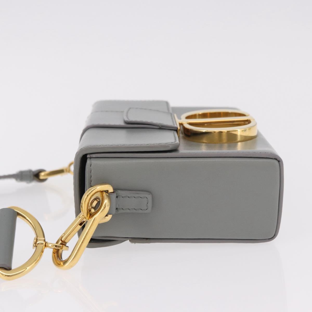 Christian Dior 30 Montaigne Shoulder Bag Leather Gray Gold Auth ep14902