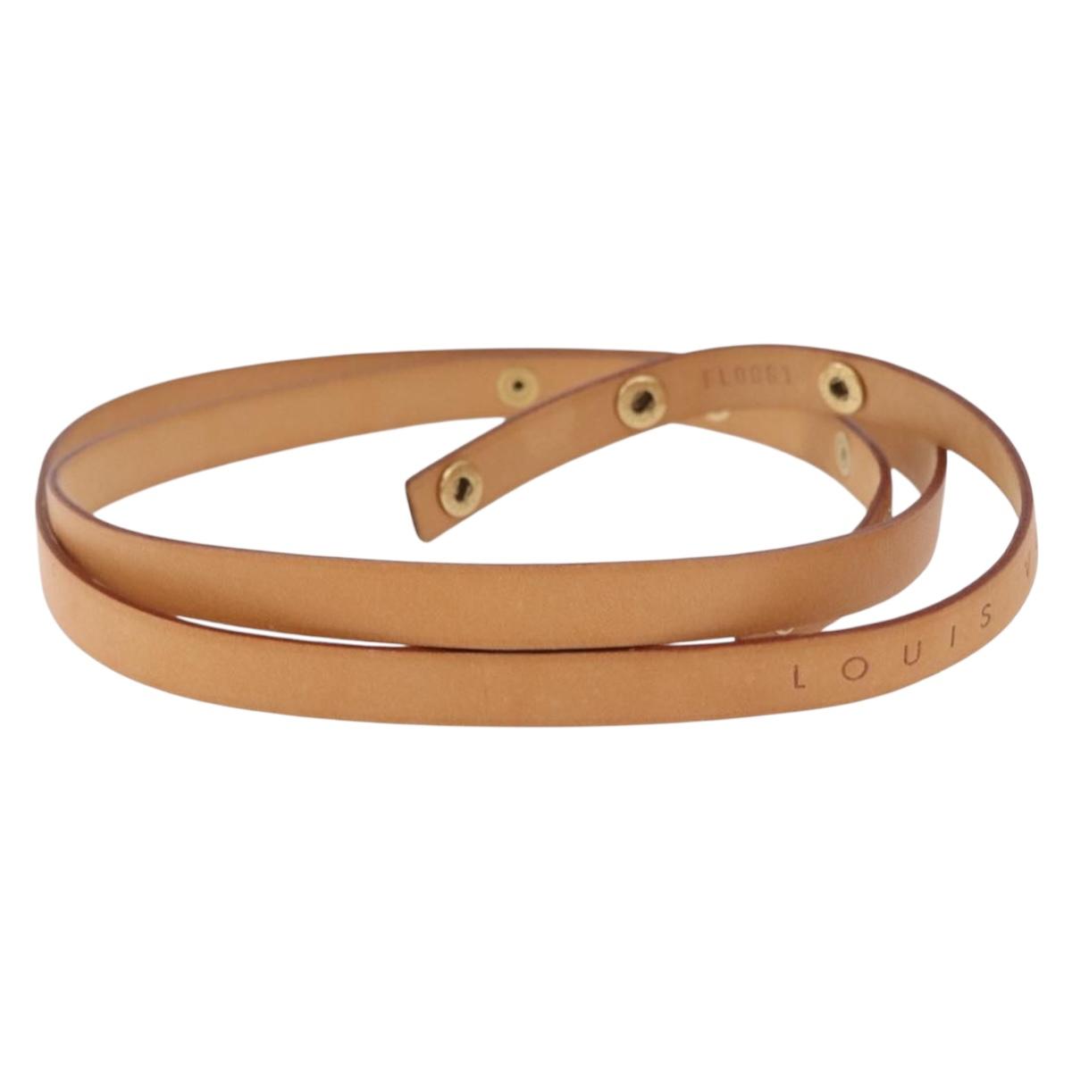 LOUIS VUITTON Shoulder Strap Leather 44.5"" Beige LV Auth ep14904
