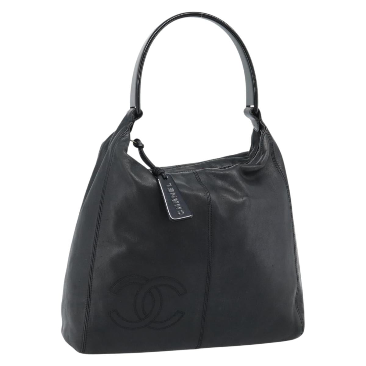 CHANEL Shoulder Bag Calf Skin Black CC Auth ep14908SAV