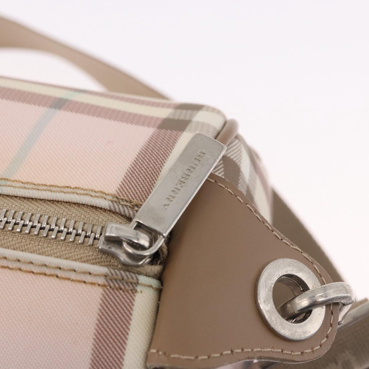 BURBERRY Nova Check Shoulder Bag PVC Pink Silver Auth ep14909A