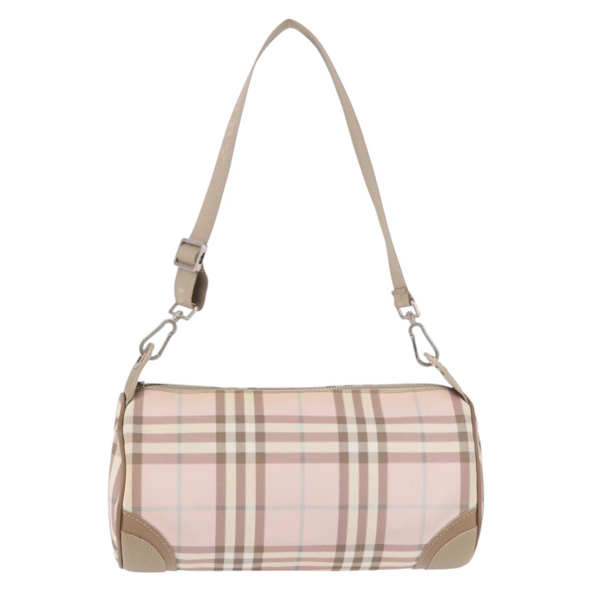 BURBERRY Nova Check Shoulder Bag PVC Pink Silver Auth ep14909A
