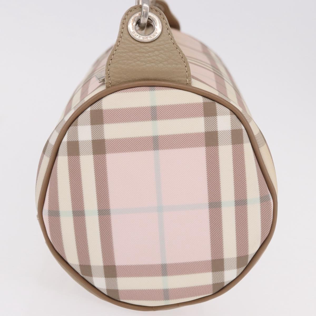 BURBERRY Nova Check Shoulder Bag PVC Pink Silver Auth ep14909A