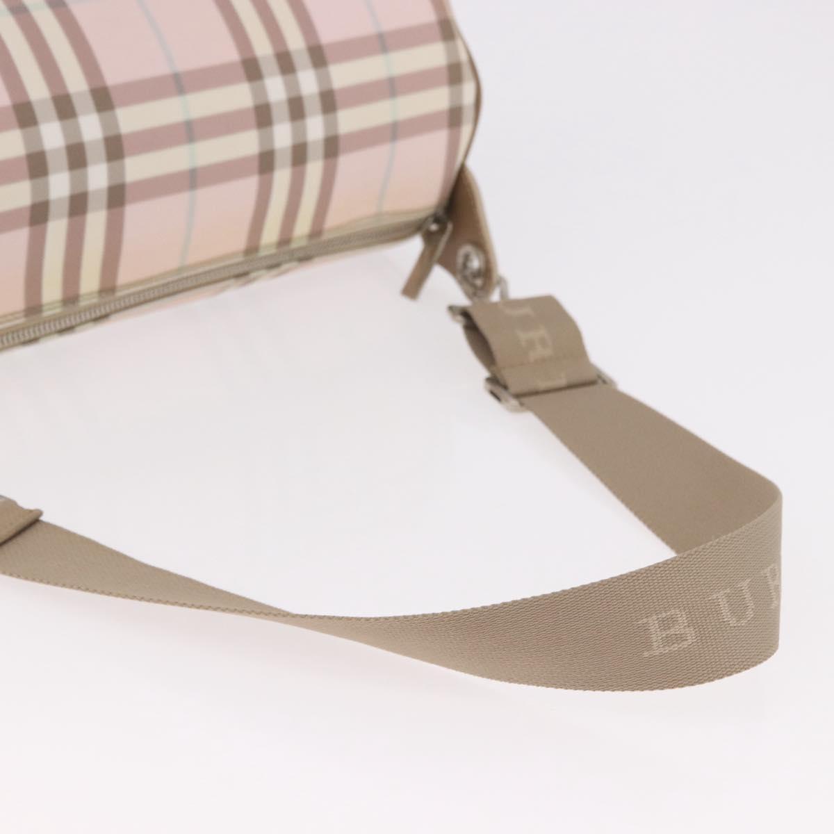 BURBERRY Nova Check Shoulder Bag PVC Pink Silver Auth ep14909A