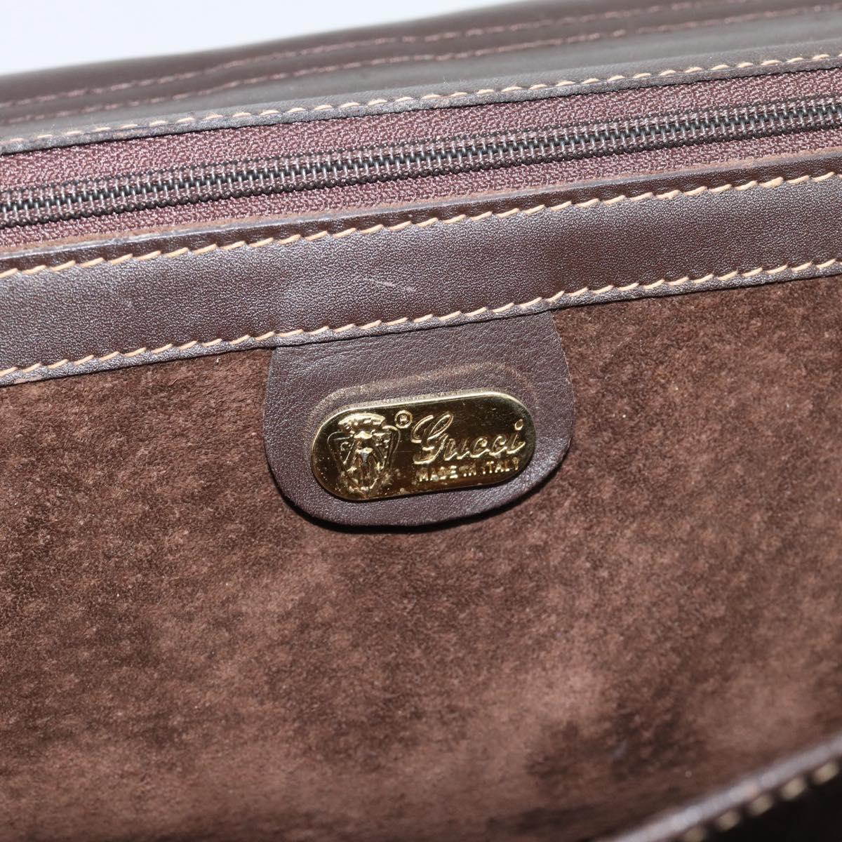 GUCCI Hand Bag Suede Brown Gold Auth ep14913