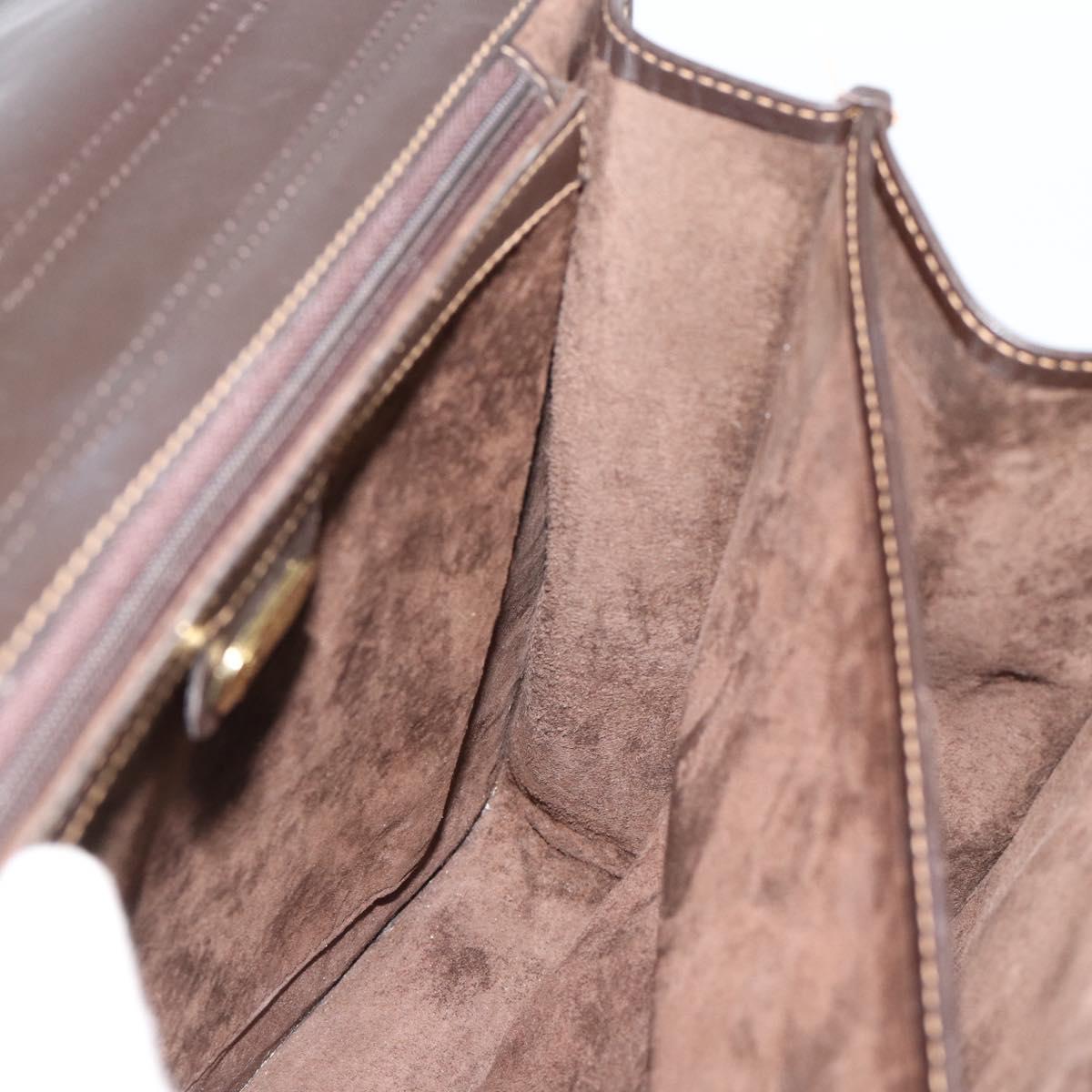 GUCCI Hand Bag Suede Brown Gold Auth ep14913