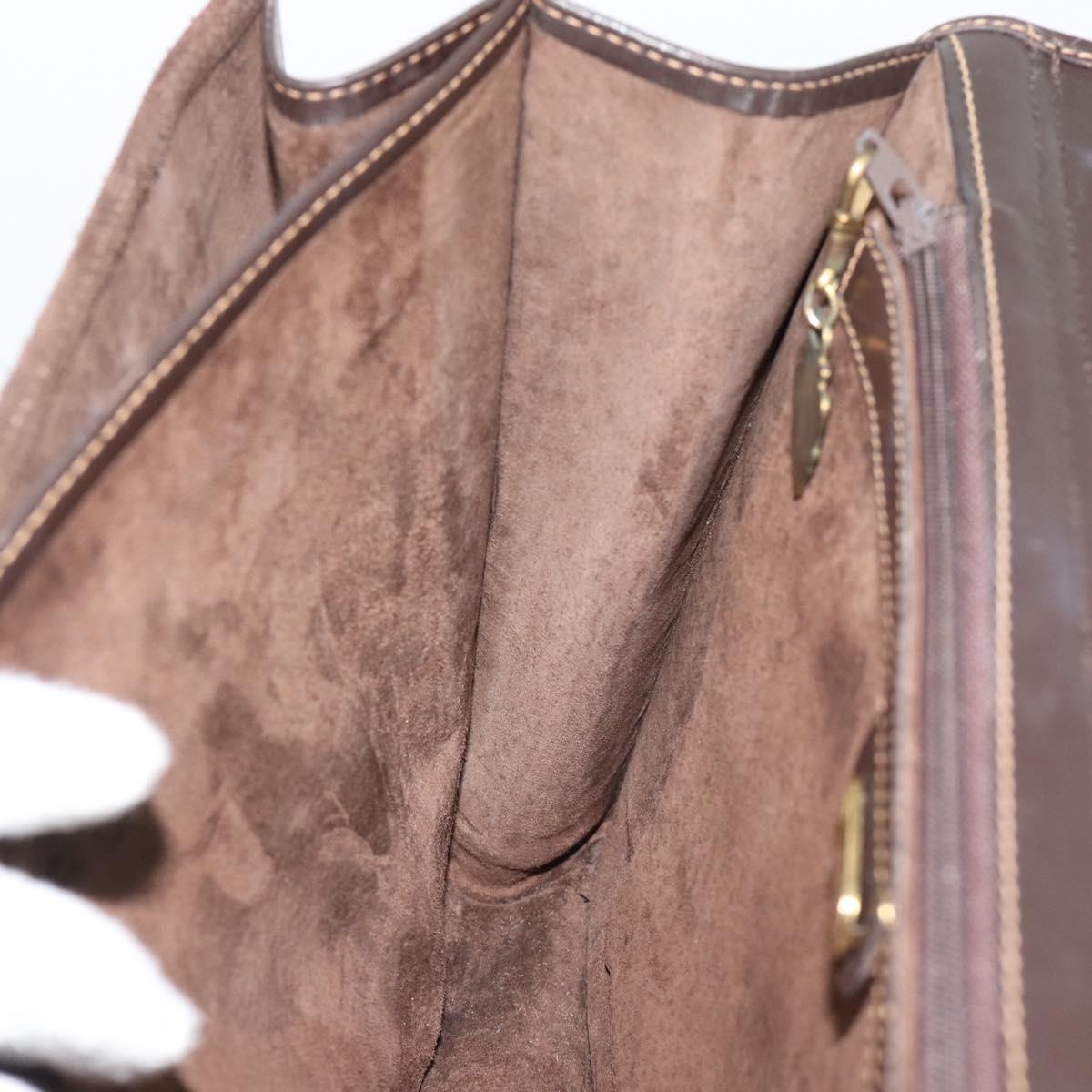 GUCCI Hand Bag Suede Brown Gold Auth ep14913