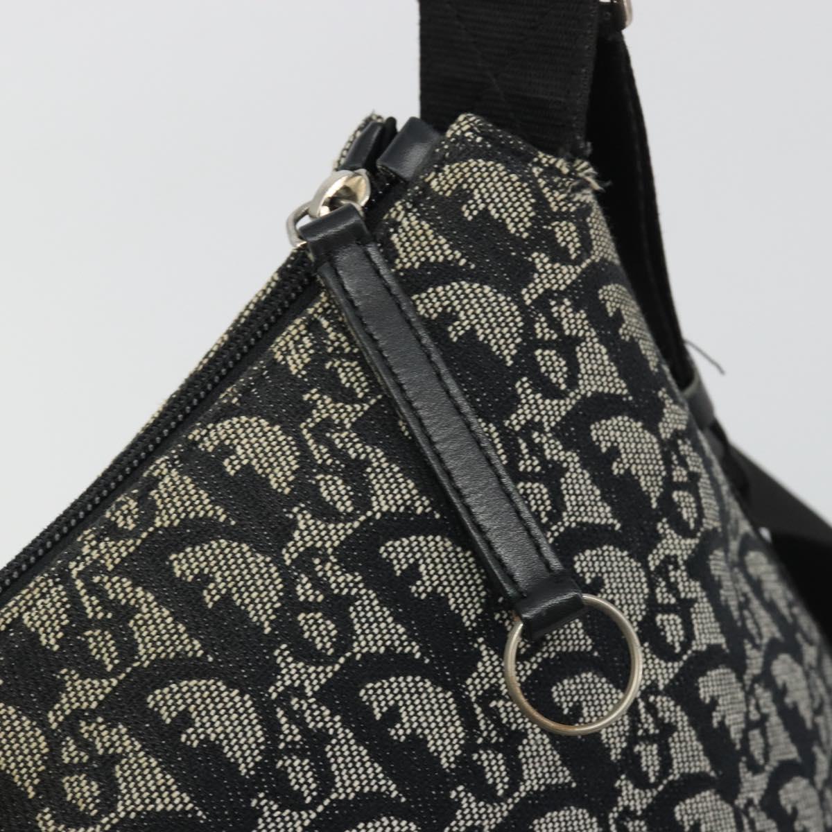 Christian Dior Trotter Canvas Shoulder Bag Navy Silver Auth ep14914A