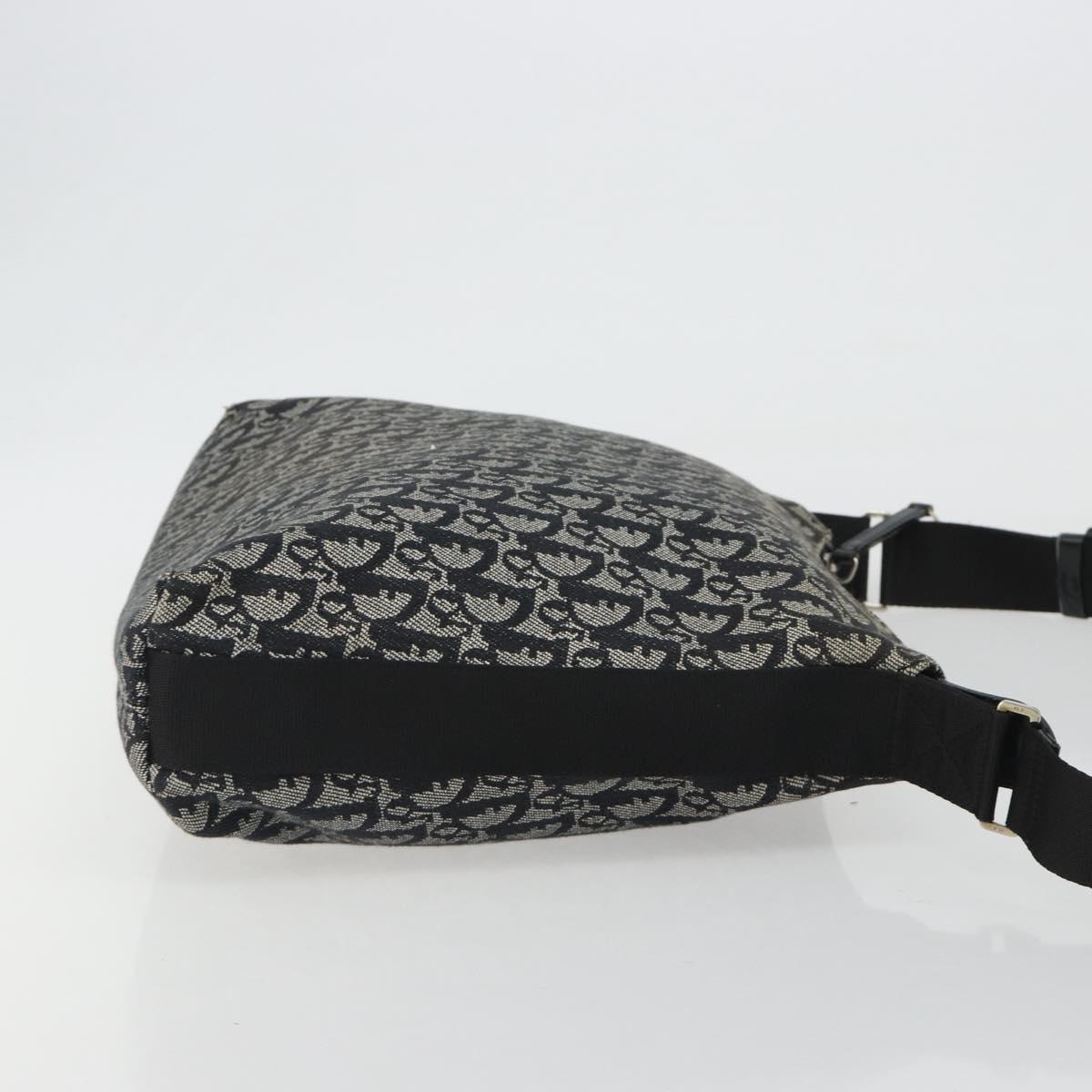 Christian Dior Trotter Canvas Shoulder Bag Navy Silver Auth ep14914A