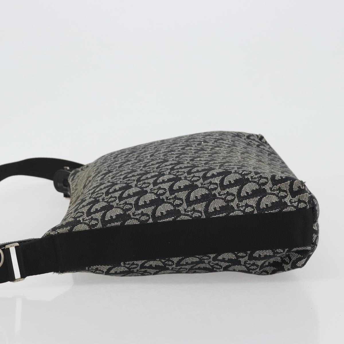 Christian Dior Trotter Canvas Shoulder Bag Navy Silver Auth ep14914A
