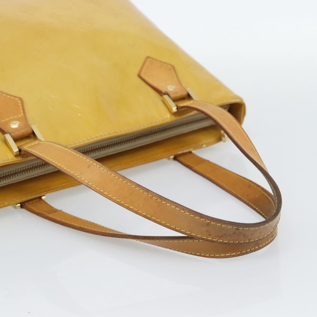 LOUIS VUITTON Monogram Vernis Houston Hand Bag Beige M91004 LV Auth ep14915
