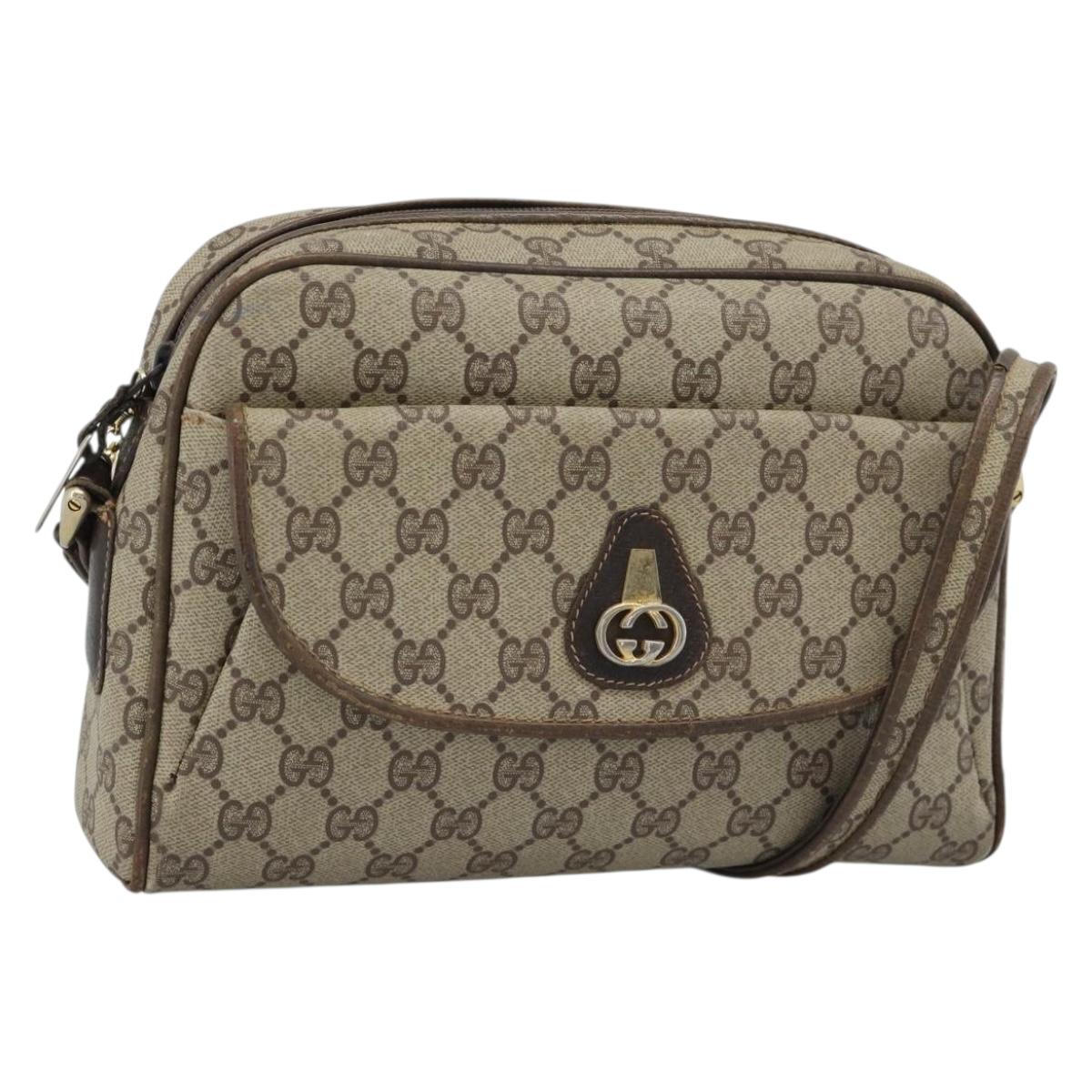 GUCCI GG Supreme Shoulder Bag PVC Beige Gold Auth ep14917