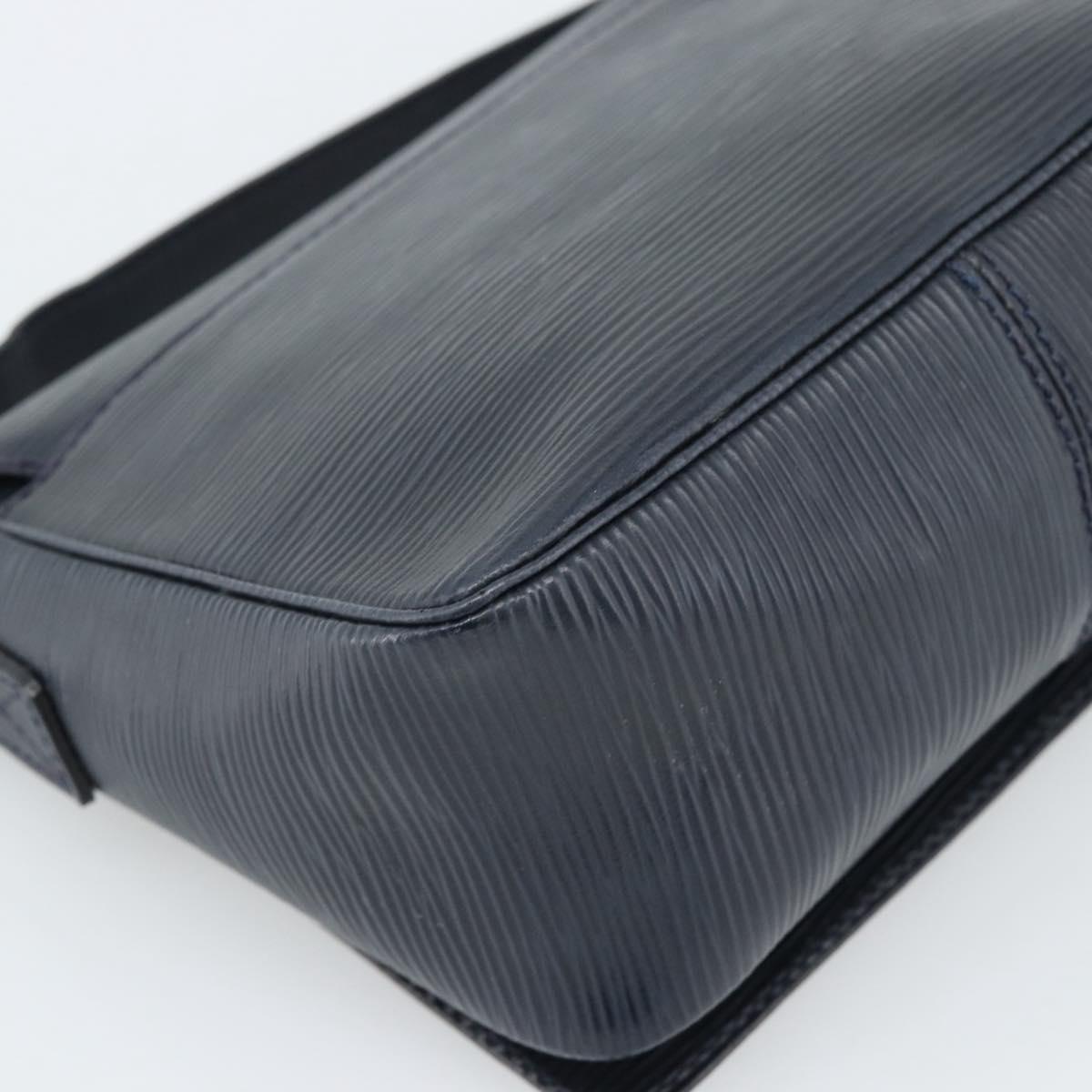 FENDI Shoulder Bag Leather Navy Silver Auth ep14920A