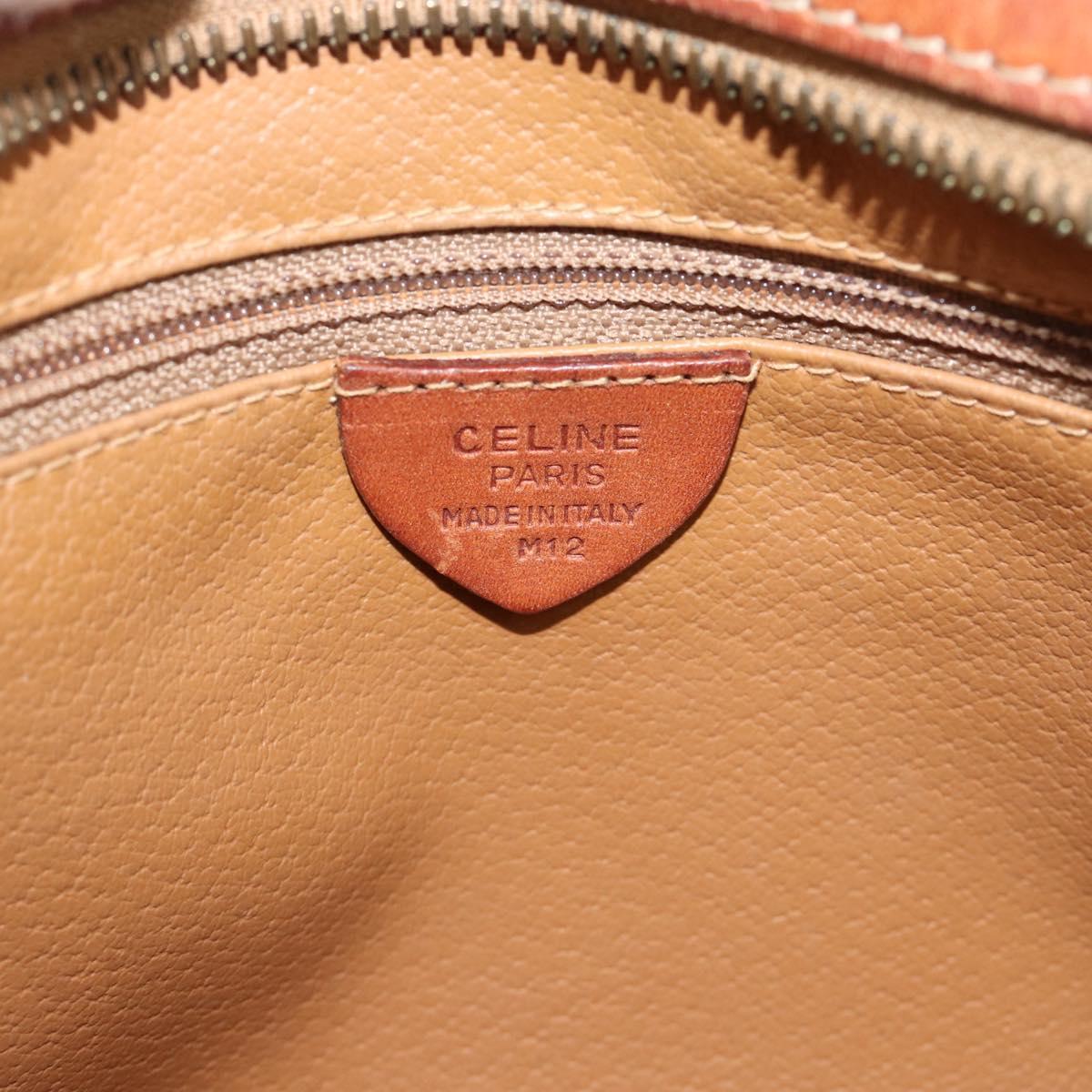 CELINE Macadam Canvas Shoulder Bag PVC Leather Brown Gold Auth ep14921