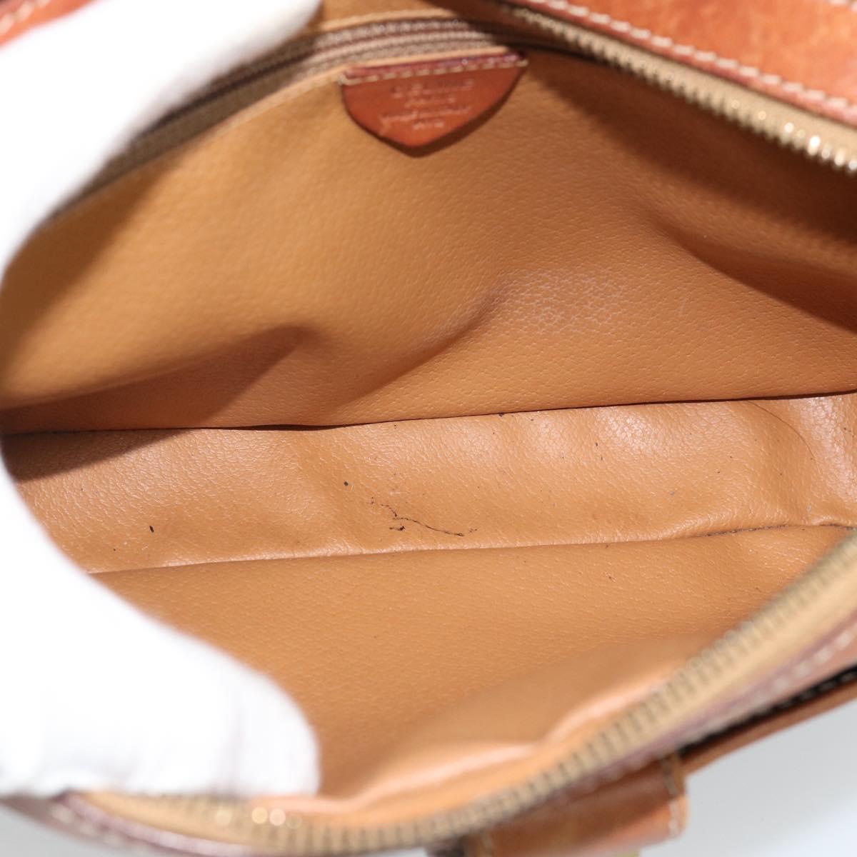 CELINE Macadam Canvas Shoulder Bag PVC Leather Brown Gold Auth ep14921