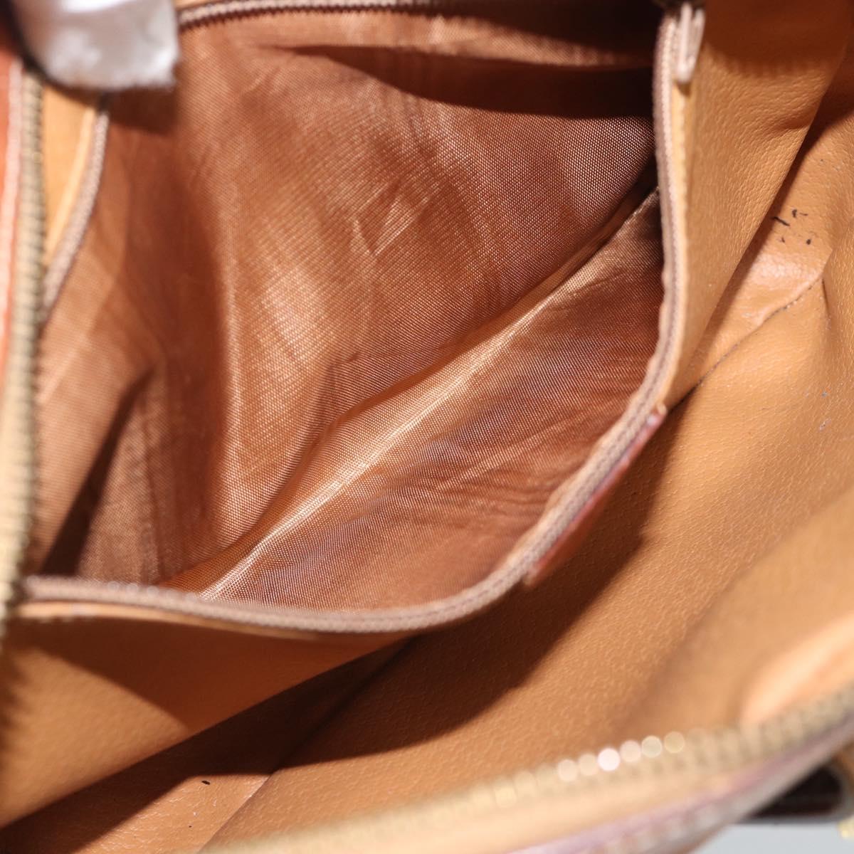 CELINE Macadam Canvas Shoulder Bag PVC Leather Brown Gold Auth ep14921