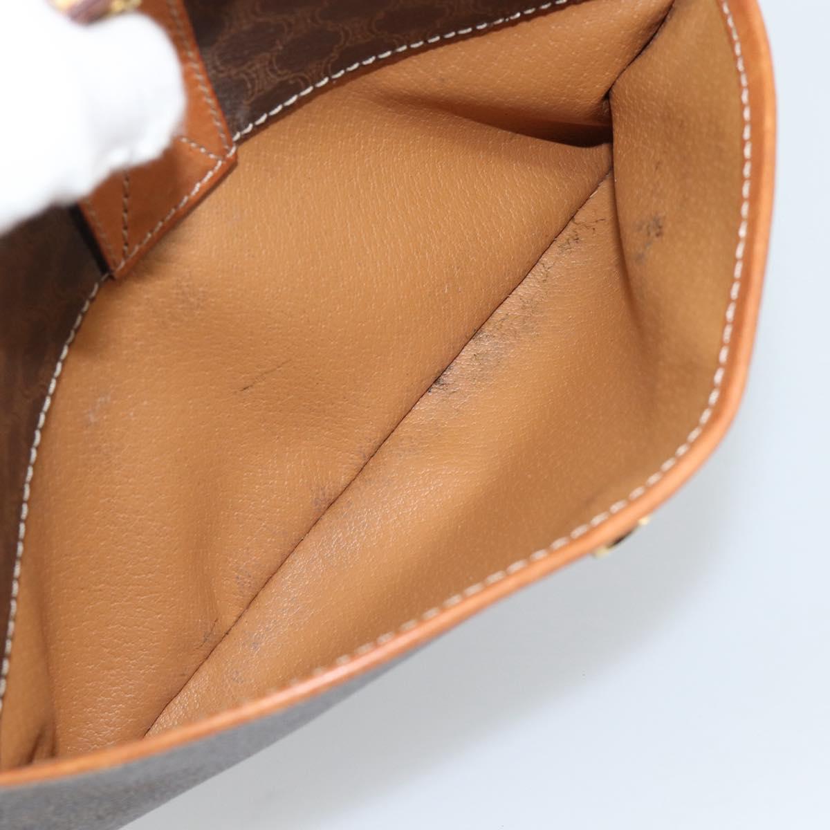 CELINE Macadam Canvas Shoulder Bag PVC Leather Brown Gold Auth ep14921