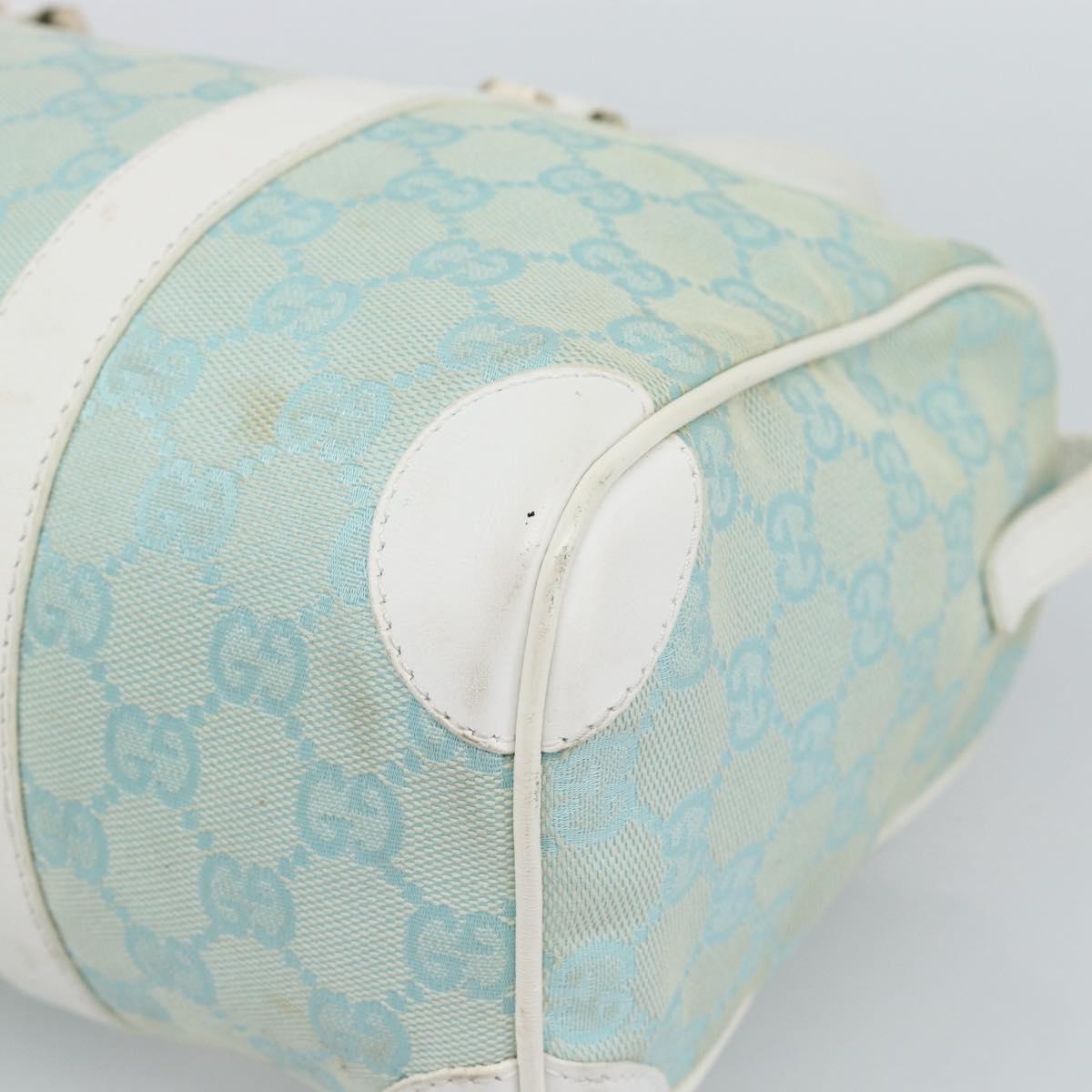 GUCCI GG Canvas Hand Bag Light Blue Gold 000 0851 Auth ep14922