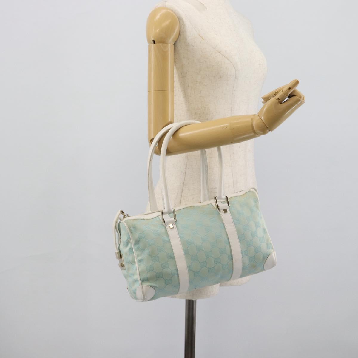GUCCI GG Canvas Hand Bag Light Blue Gold 000 0851 Auth ep14922