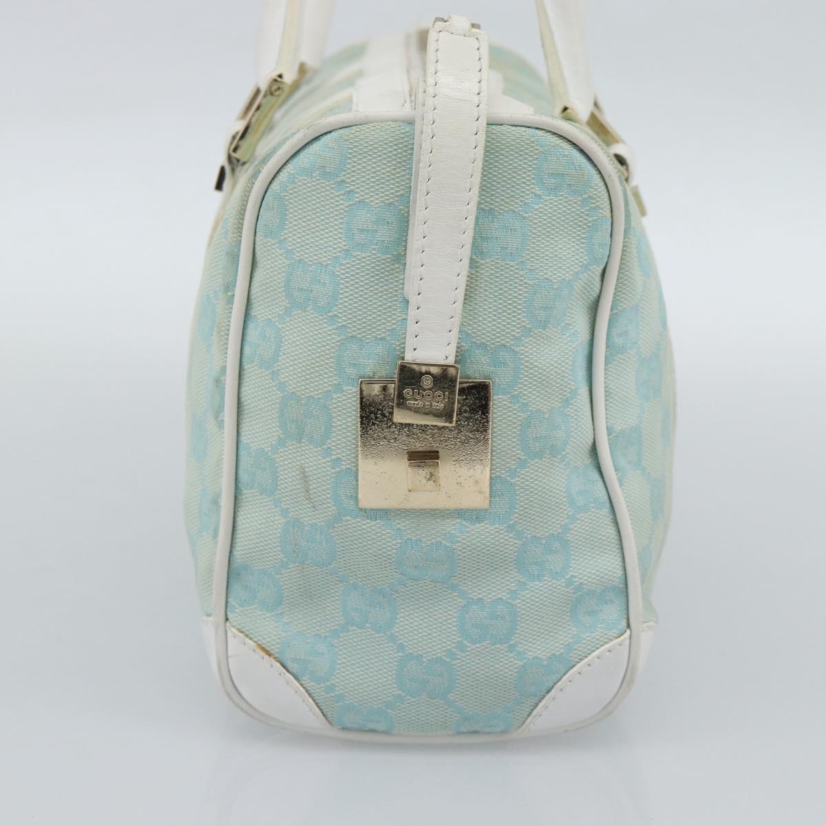 GUCCI GG Canvas Hand Bag Light Blue Gold 000 0851 Auth ep14922