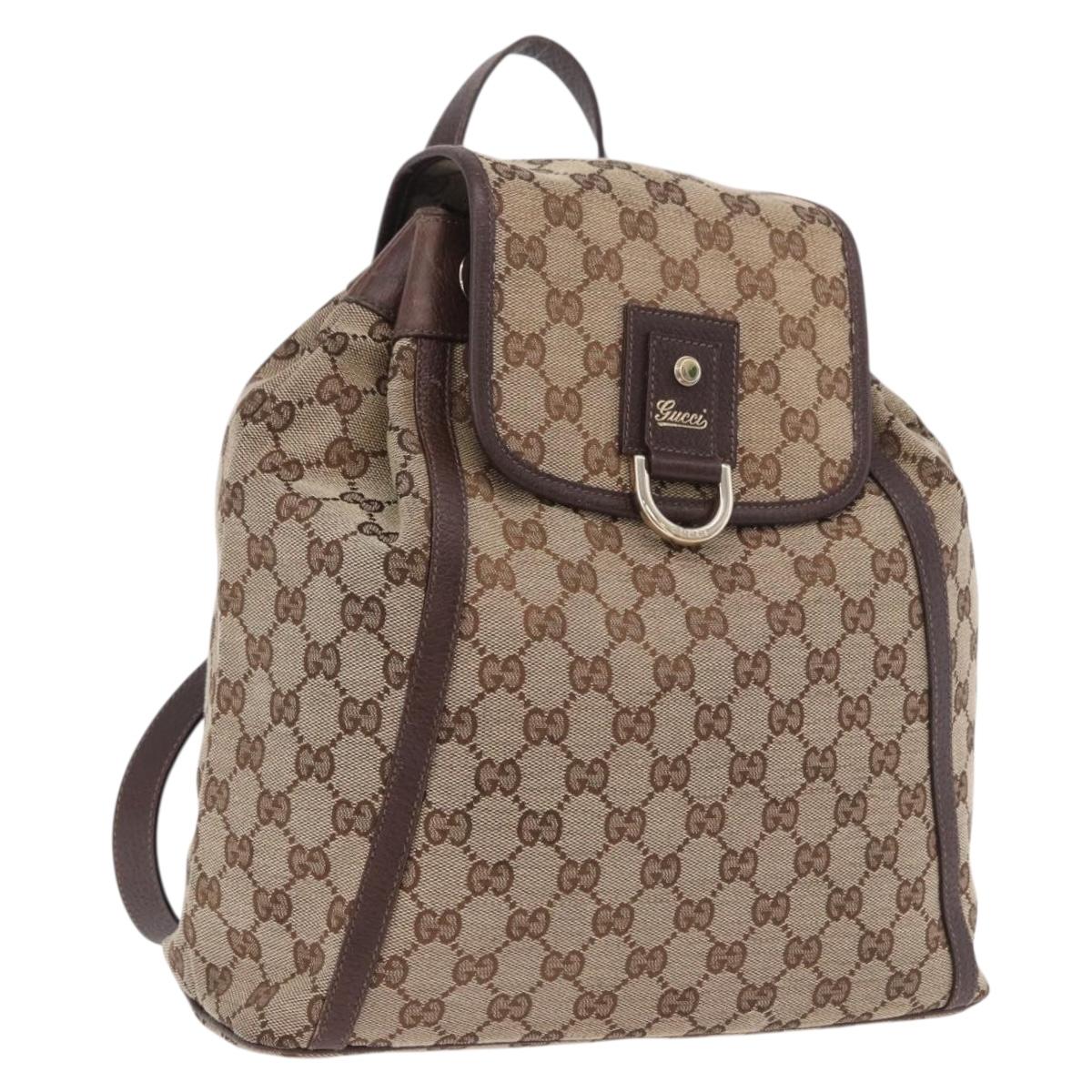 GUCCI GG Canvas Backpack Beige Gold 141642 Auth ep14925A