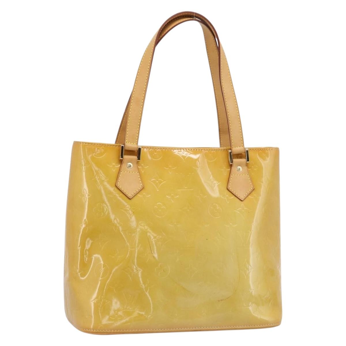 LOUIS VUITTON Monogram Vernis Houston Hand Bag Beige M91004 LV Auth ep14929A
