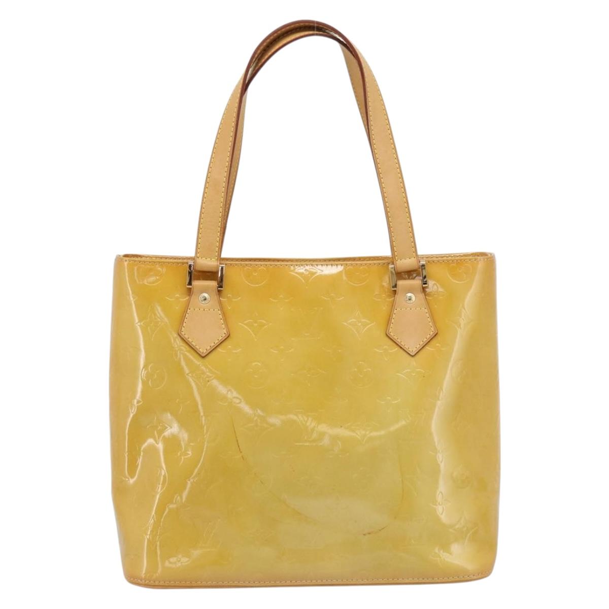 LOUIS VUITTON Monogram Vernis Houston Hand Bag Beige M91004 LV Auth ep14929A