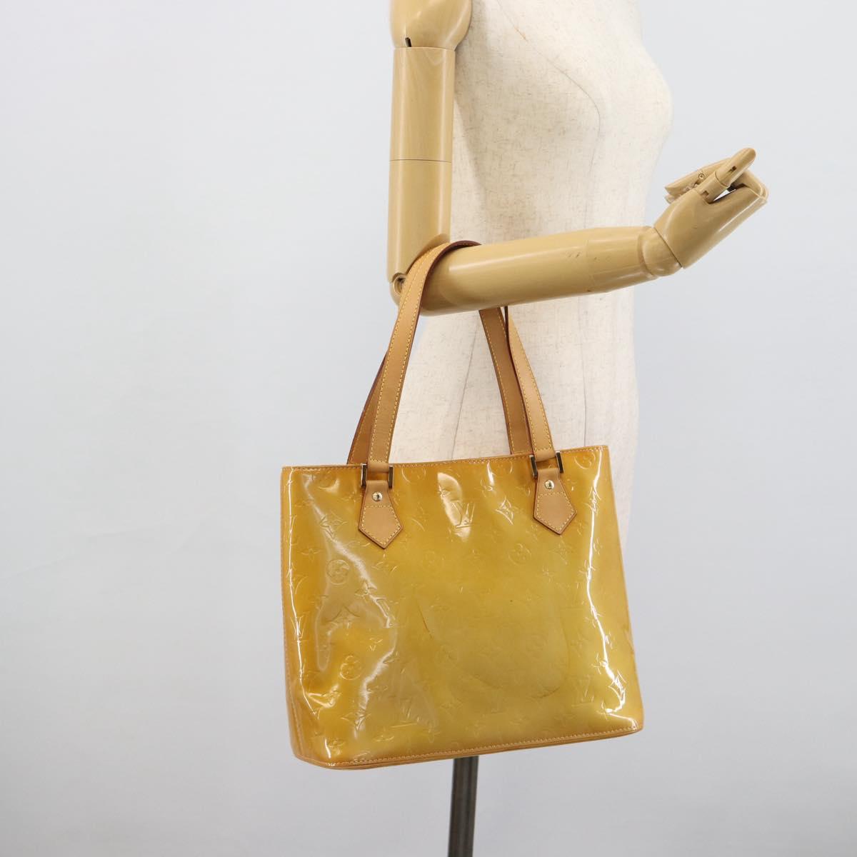 LOUIS VUITTON Monogram Vernis Houston Hand Bag Beige M91004 LV Auth ep14929A