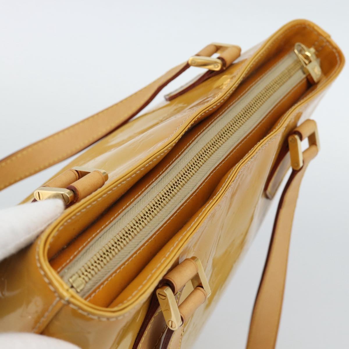 LOUIS VUITTON Monogram Vernis Houston Hand Bag Beige M91004 LV Auth ep14929A