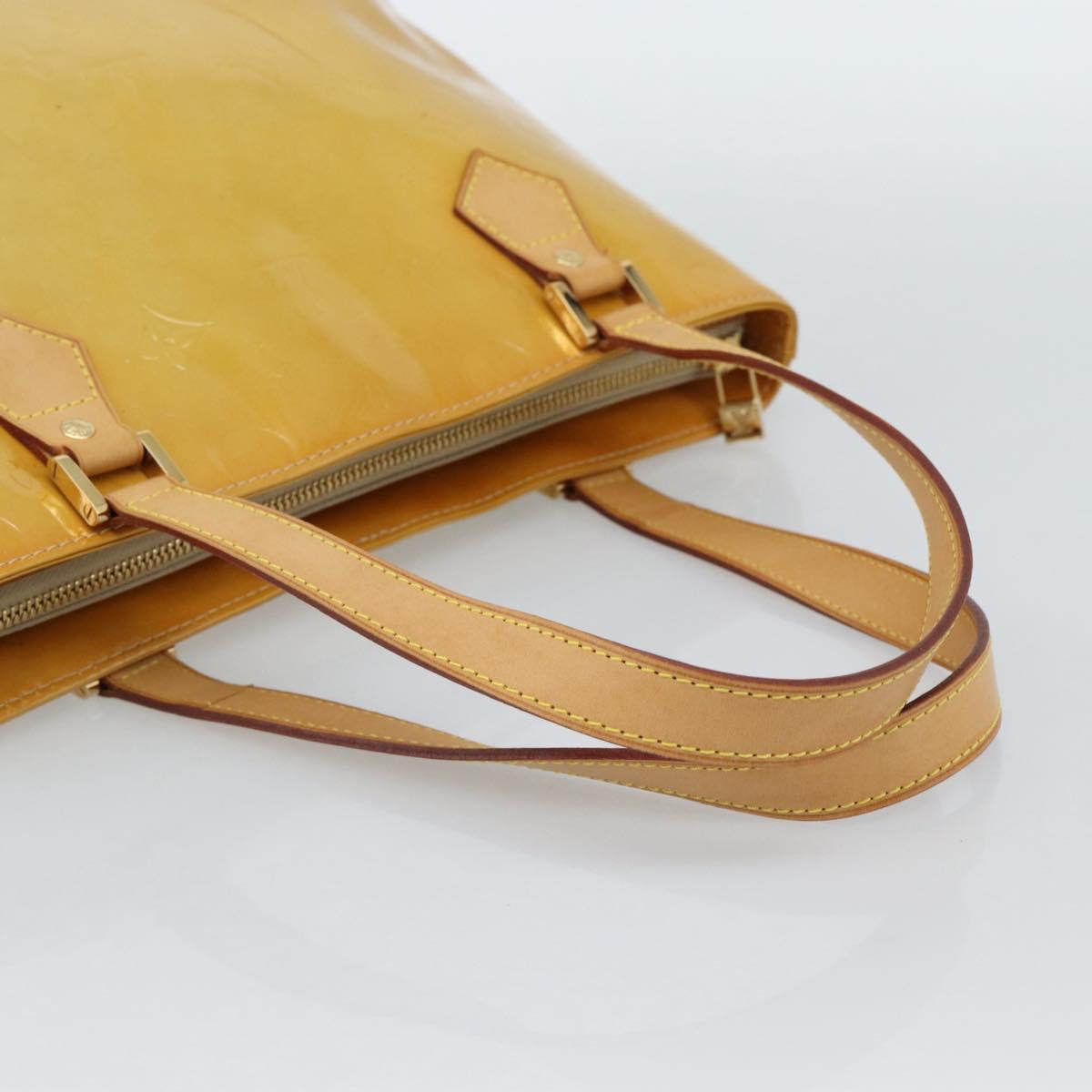LOUIS VUITTON Monogram Vernis Houston Hand Bag Beige M91004 LV Auth ep14929A