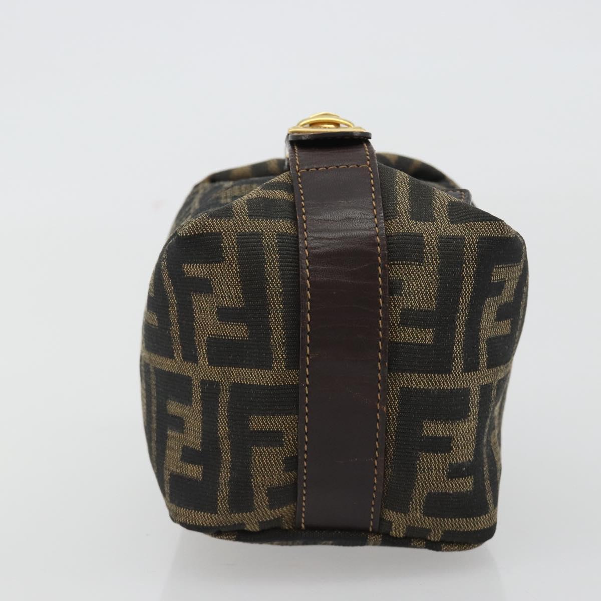 FENDI Zucca Canvas Pouch Black Brown Auth ep14930