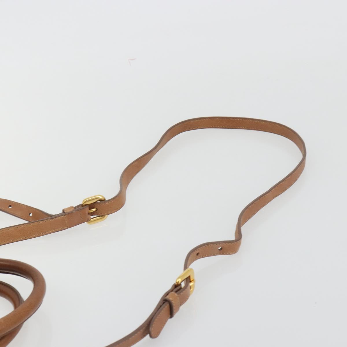 PRADA Hand Bag Leather 2way Brown Gold Auth ep14931A