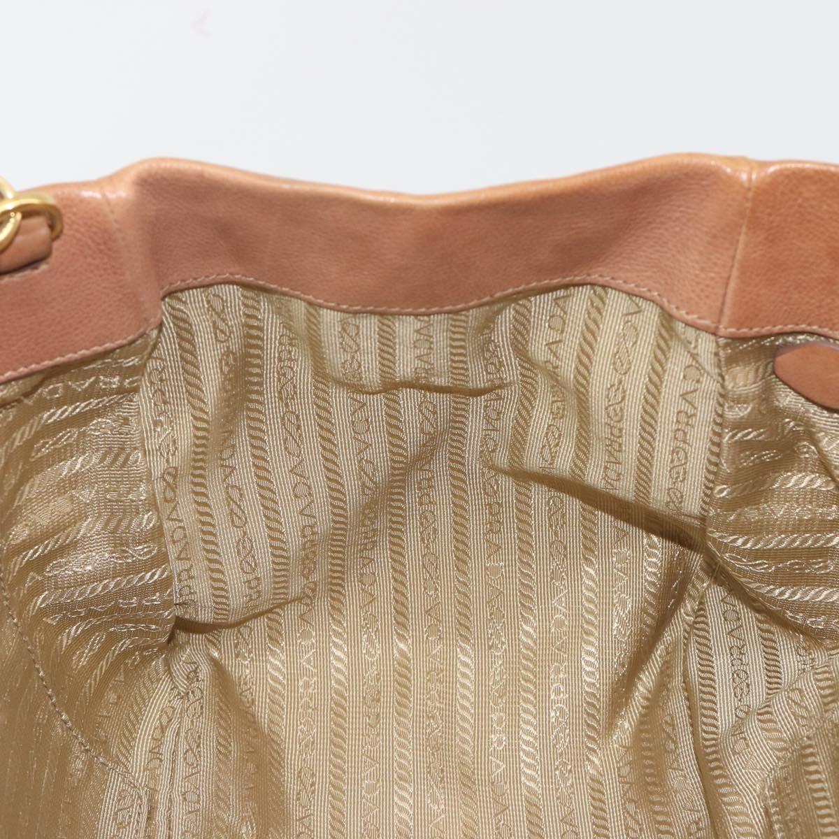 PRADA Hand Bag Leather 2way Brown Gold Auth ep14931A