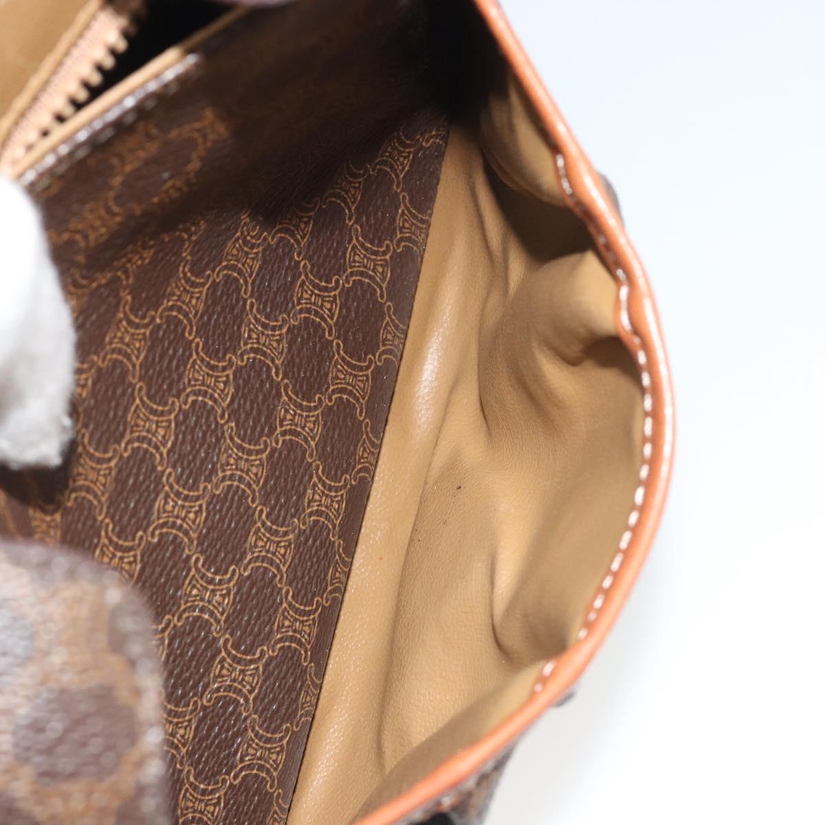 CELINE Macadam Canvas Shoulder Bag PVC Leather Brown Gold Auth ep14938