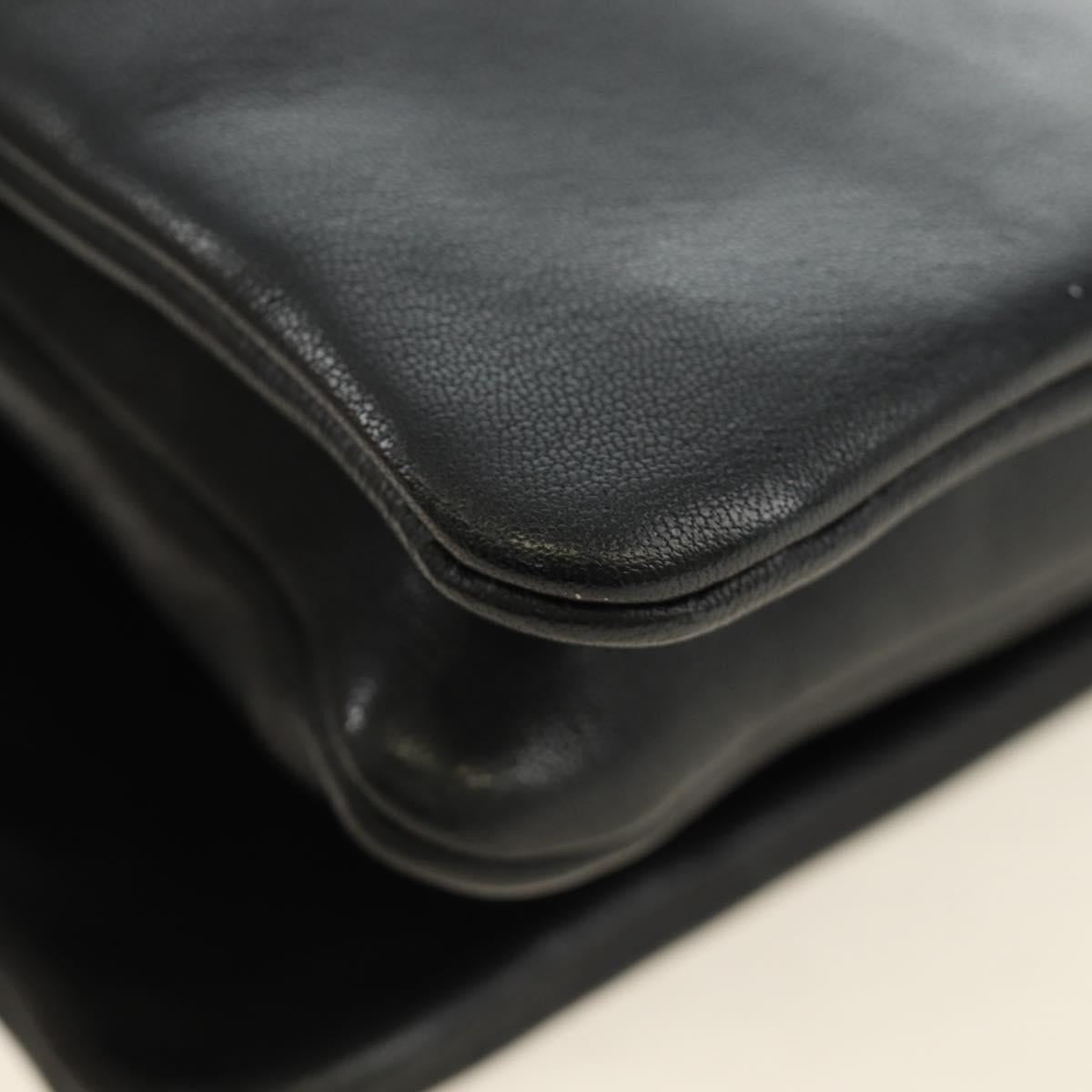 CELINE Trio Shoulder Bag Leather Black Gold Auth ep14940V