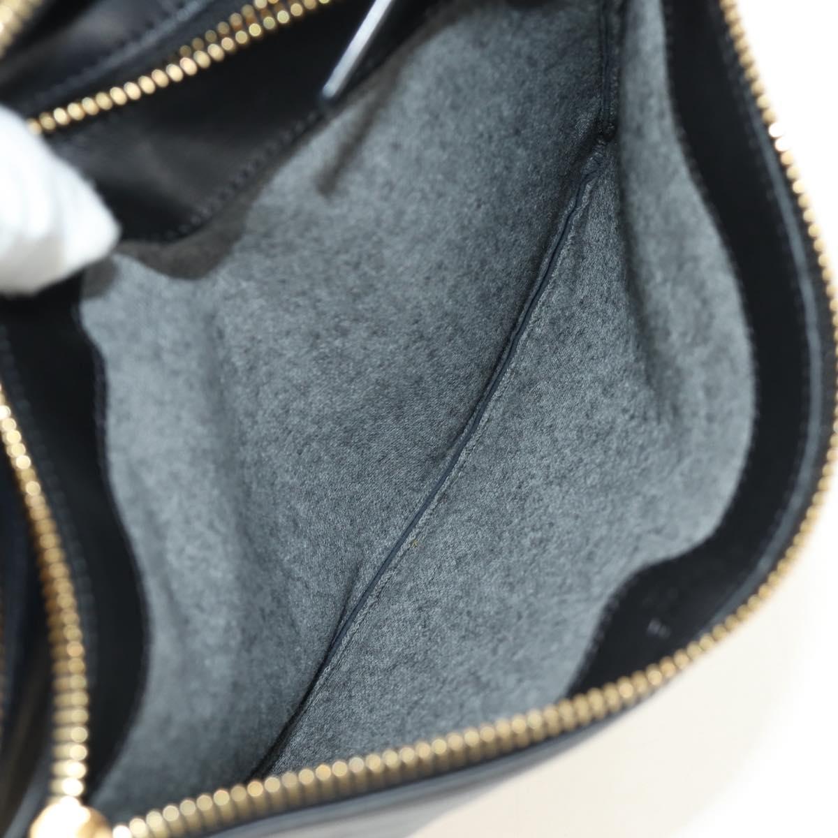 CELINE Trio Shoulder Bag Leather Black Gold Auth ep14940V