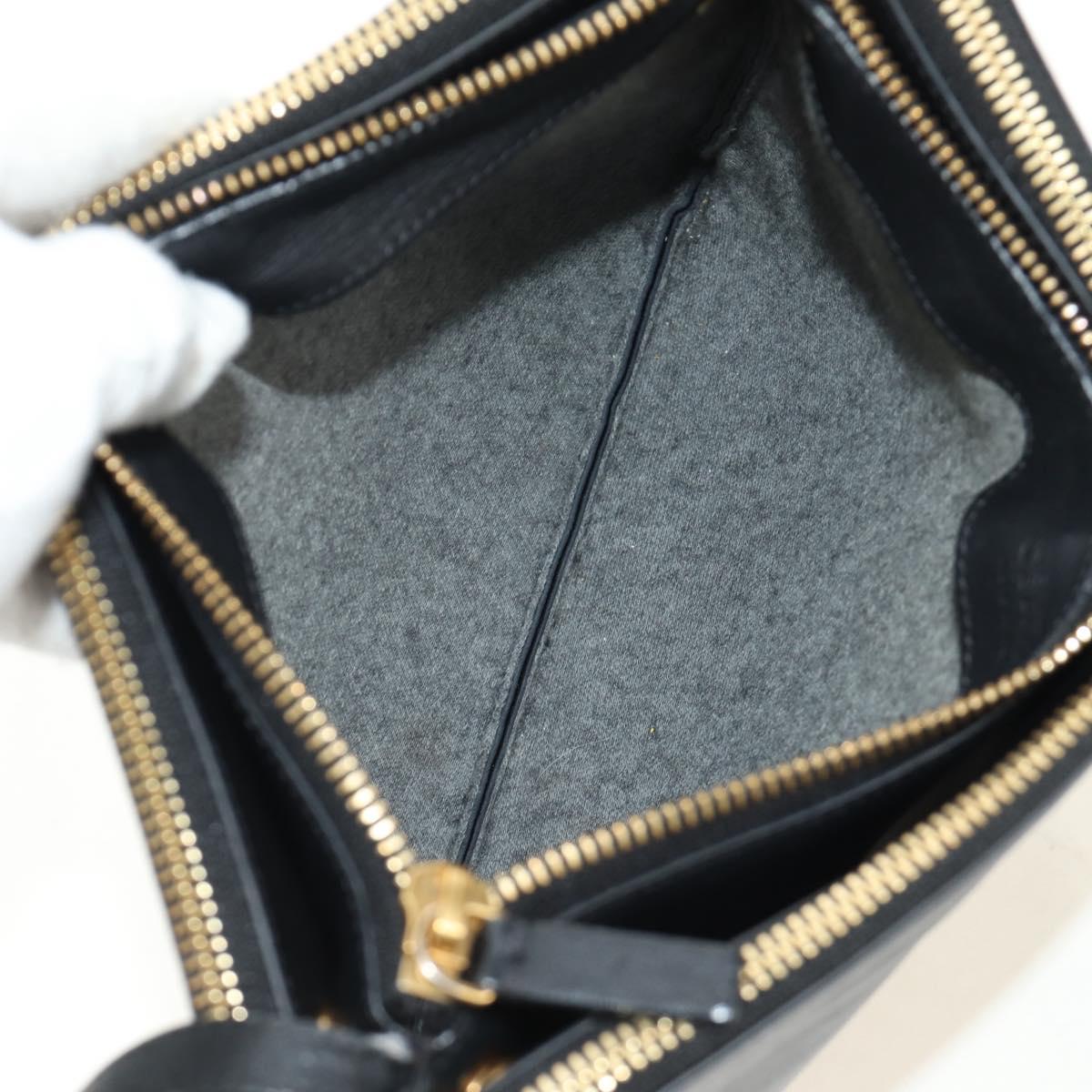 CELINE Trio Shoulder Bag Leather Black Gold Auth ep14940V