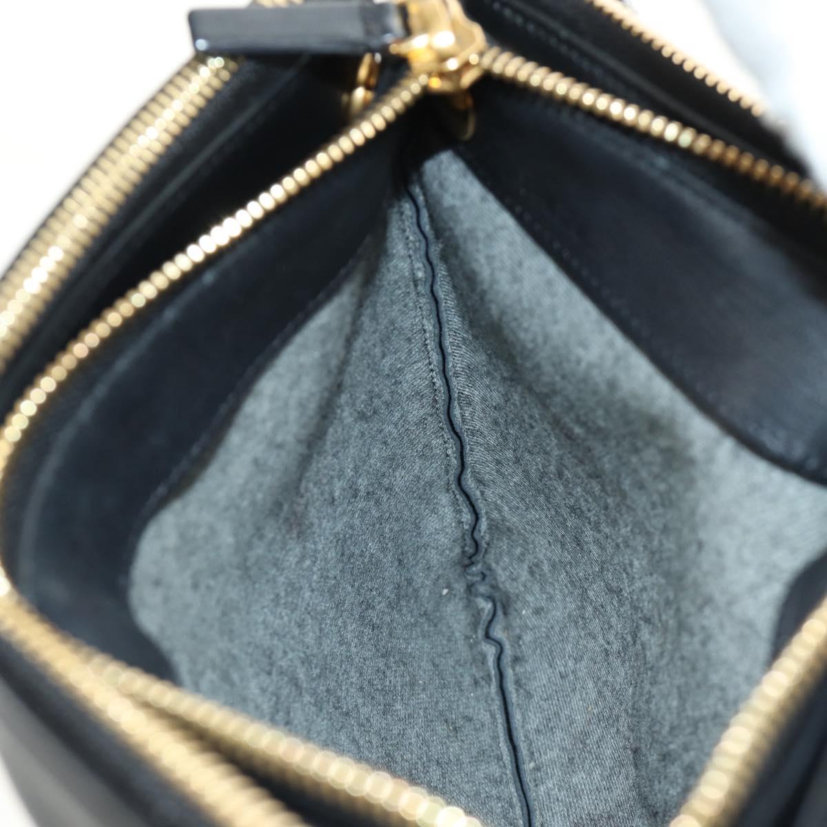 CELINE Trio Shoulder Bag Leather Black Gold Auth ep14940V